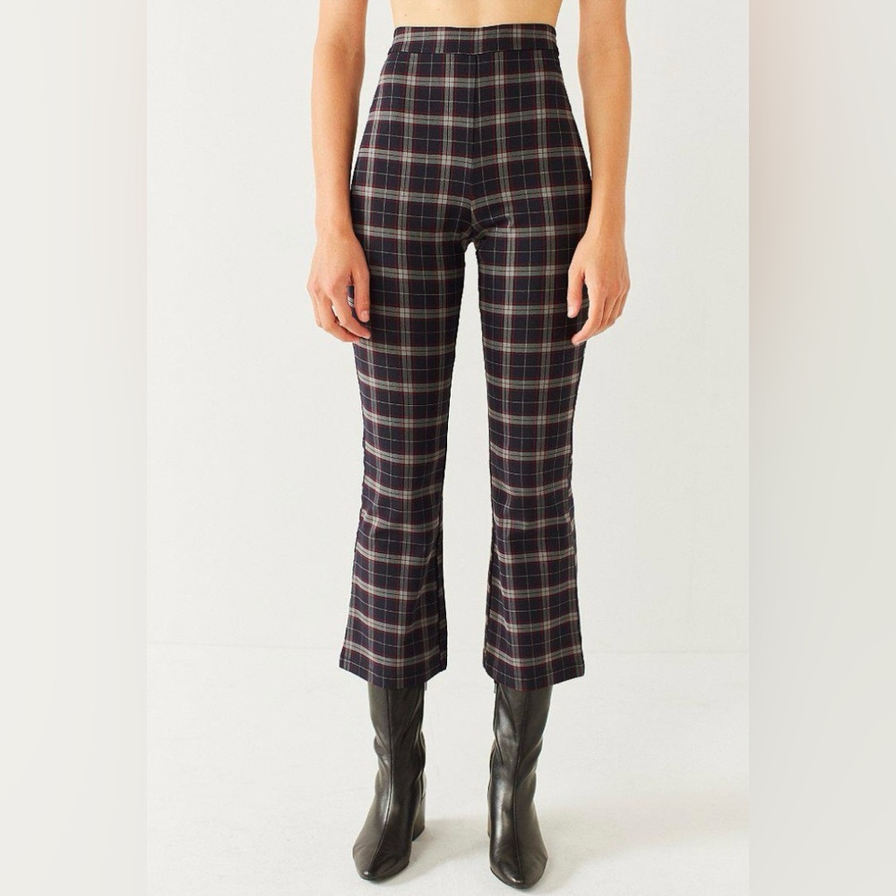 Urban Outfitters Blue Plaid High Waist Ankle Cropped Pants Women’s 6.